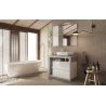 Meuble vasque BURGA BETON 92 cm en blanc brillant et décor béton