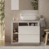 Meuble vasque BURGA BETON 92 cm en blanc brillant et décor béton