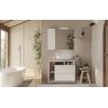 Meuble vasque BURGA BETON 92 cm en blanc brillant et décor béton