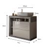 Meuble vasque BURGA BETON 92 cm en blanc brillant et décor béton