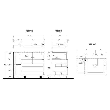 Meuble vasque BURGA BETON 92 cm en blanc brillant et décor béton