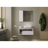 Miroir 92 cm BURGA BETON avec colonne en blanc brillant et décor béton