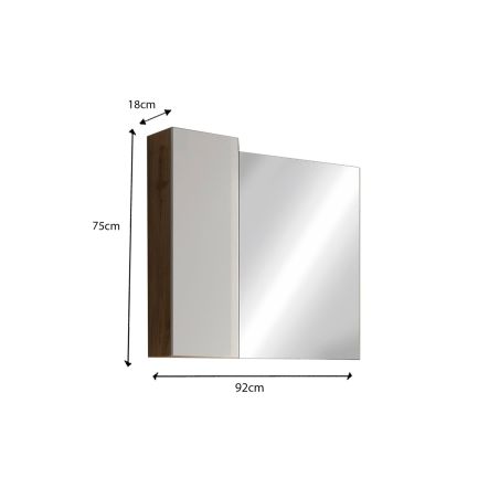 Miroir 92 cm BURGA BETON avec colonne en blanc brillant et décor béton