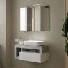 Meuble suspendu avec vasque BURGA BETON 92 cm en blanc brillant et décor béton