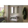 Meuble suspendu avec vasque BURGA BETON 92 cm en blanc brillant et décor béton