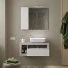 Meuble suspendu avec vasque BURGA BETON 92 cm en blanc brillant et décor béton