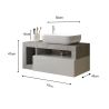 Meuble suspendu avec vasque BURGA BETON 92 cm en blanc brillant et décor béton