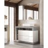 Meuble vasque BURGA BETON 110 cm en blanc brillant et décor béton