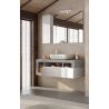 Meuble suspendu avec vasque BURGA BETON 110 cm en blanc brillant et décor béton