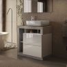Meuble vasque BURGA BETON 78 cm en blanc brillant et décor béton