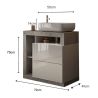 Meuble vasque BURGA BETON 78 cm en blanc brillant et décor béton