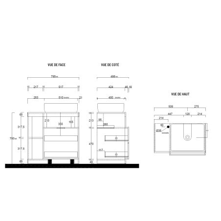 Meuble vasque BURGA BETON 78 cm en blanc brillant et décor béton