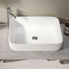 Meuble vasque BURGA BETON 78 cm en blanc brillant et décor béton