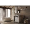 Miroir 78 cm BURGA BETON avec colonne en blanc brillant et décor béton