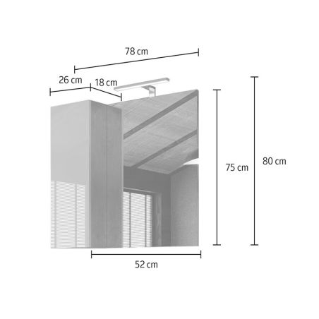 Miroir 78 cm BURGA BETON avec colonne en blanc brillant et décor béton