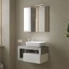 Meuble suspendu avec vasque BURGA BETON 78 cm en blanc brillant et décor béton
