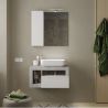 Meuble suspendu avec vasque BURGA BETON 78 cm en blanc brillant et décor béton