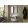 Meuble suspendu avec vasque BURGA BETON 78 cm en blanc brillant et décor béton