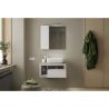 Meuble suspendu avec vasque BURGA BETON 78 cm en blanc brillant et décor béton