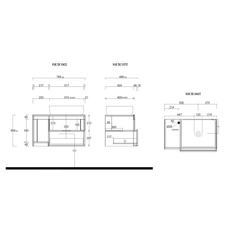 Meuble suspendu avec vasque BURGA BETON 78 cm en blanc brillant et décor béton