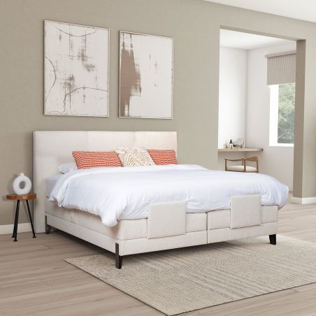 Lit Boxspring électrique FJORD en tissu Puente avec tête de lit Jorn 110 cm