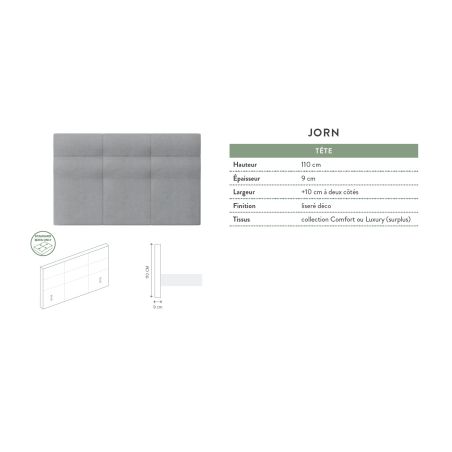 Lit Boxspring électrique FJORD en tissu Puente avec tête de lit Jorn 110 cm
