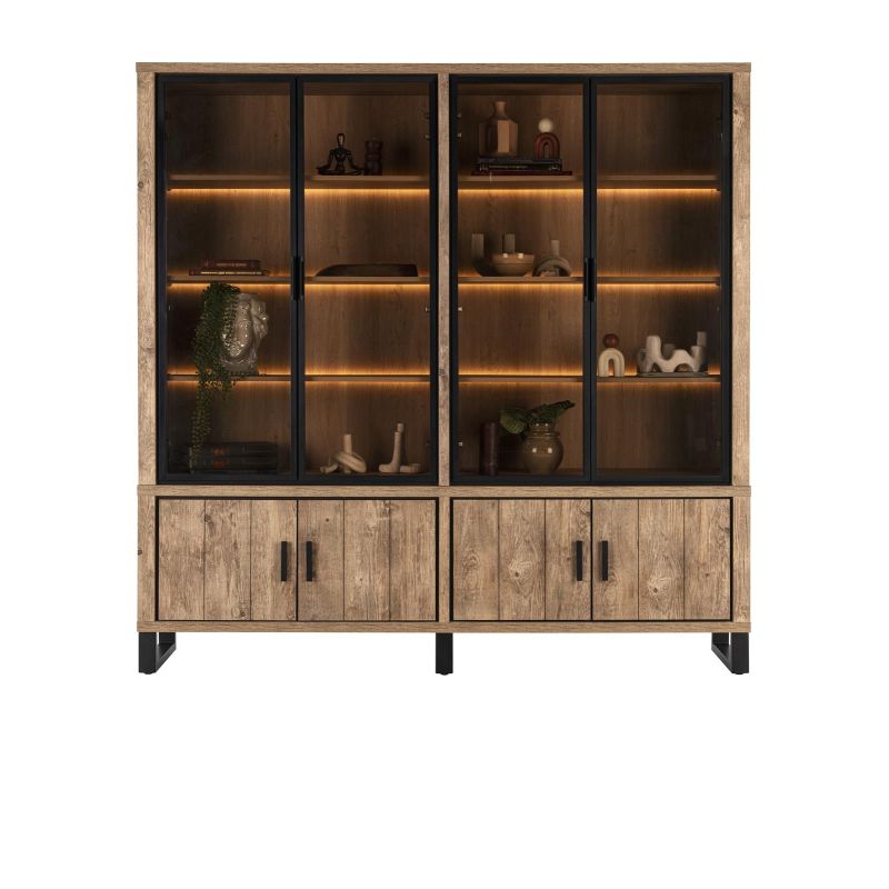 Pavarotti, vaisselier 210 cm - 4-portes + 4- portes de verres (+ LED) - Henders and Hazel