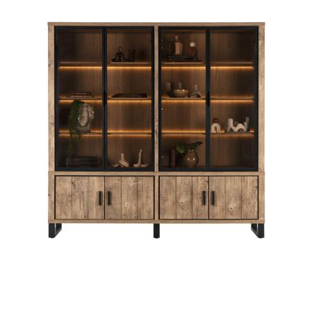 Pavarotti, vaisselier 210 cm - 4-portes + 4- portes de verres (+ LED) - Henders and Hazel