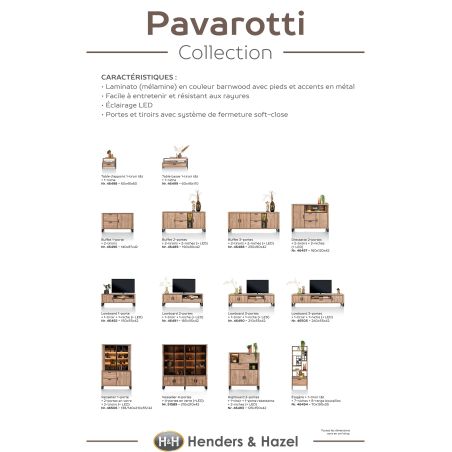 Pavarotti, vaisselier 210 cm - 4-portes + 4- portes de verres (+ LED) - Henders and Hazel