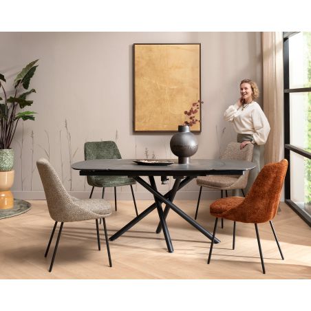 Isaac, chaise - 4 pieds - rough off black - tissu Derby - Henders and Hazel