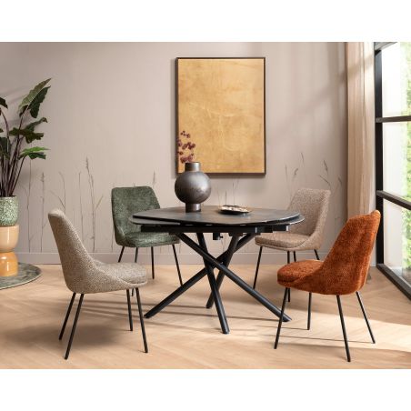 Isaac, chaise - 4 pieds - rough off black - tissu Bellini - Henders and Hazel