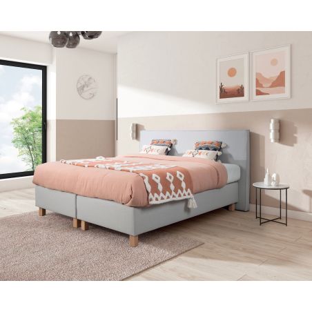 Lit Boxspring fixe FJORD en tissu Wind avec tête de lit Oskar 110 cm