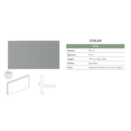 Lit Boxspring fixe FJORD en tissu Wind avec tête de lit Oskar 110 cm