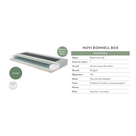Lit Boxspring fixe FJORD en tissu Wind avec tête de lit Oskar 110 cm