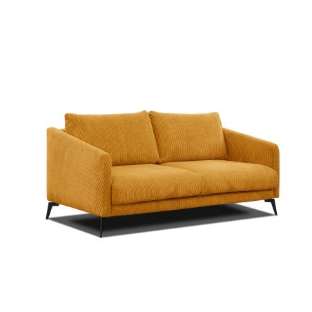 Canapé 2,5 places JOSHUA en tissu velours côtelé jaune