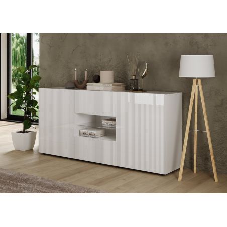 Buffet 181 cm JANEIRO BLANC avec 2 portes et 2 tiroirs