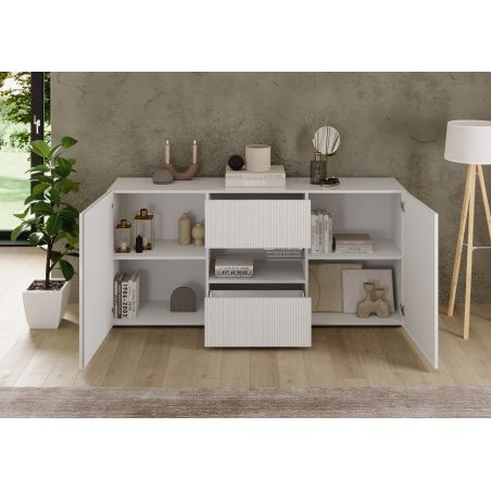 Buffet 181 cm JANEIRO BLANC avec 2 portes et 2 tiroirs