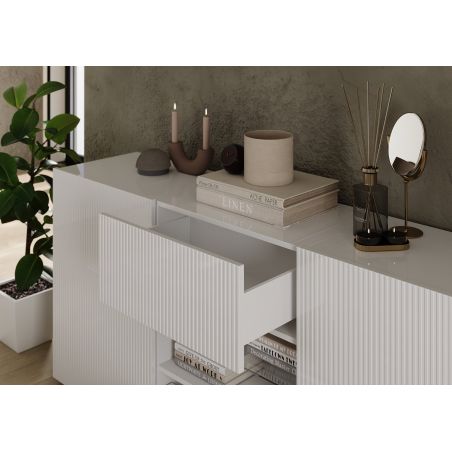 Buffet 181 cm JANEIRO BLANC avec 2 portes et 2 tiroirs