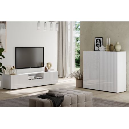 Buffet haut JANEIRO BLANC avec 2 portes