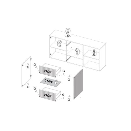 Buffet 181 cm JANEIRO BLANC avec 2 portes et 2 tiroirs