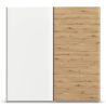 Armoire 226 cm DRAKAR avec 2 portes coulissantes en décor blanc mat et chêne Artisan