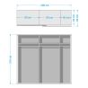 Armoire 226 cm DRAKAR avec 2 portes coulissantes en décor blanc mat et chêne Artisan