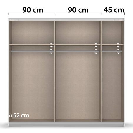 Armoire 226 cm DRAKAR avec 2 portes coulissantes en décor blanc mat et chêne Artisan