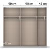 Armoire 226 cm DRAKAR avec 2 portes coulissantes en décor blanc mat et chêne Artisan