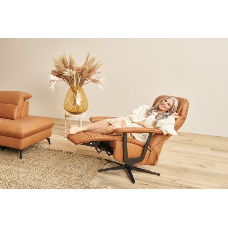 Fauteuil relax manuel EASYSWING 7357 en cuir 22 Bright de la marque HIMOLLA
