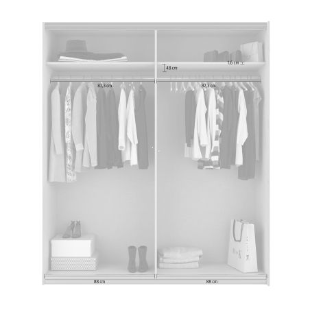 Armoire 181 cm YANIS avec 2 portes coulissantes