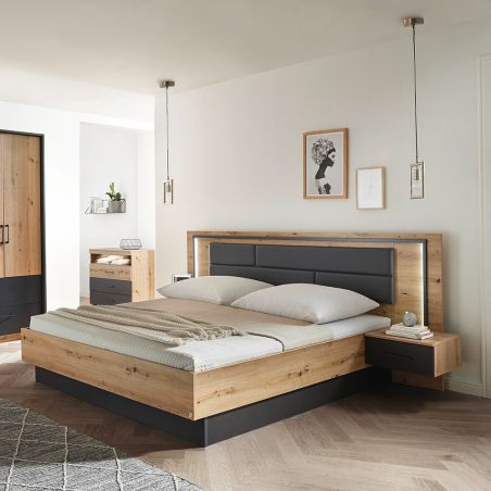 Chambre adulte YANIS avec armoire portes coulissantes 226 cm et lit 160 cm