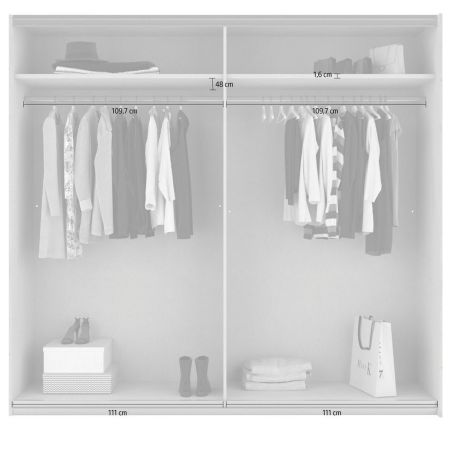 Chambre adulte YANIS avec armoire portes coulissantes 226 cm et lit 160 cm