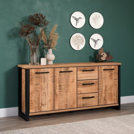 Buffet 180 cm MABEL avec 3 portes et 3 tiroirs