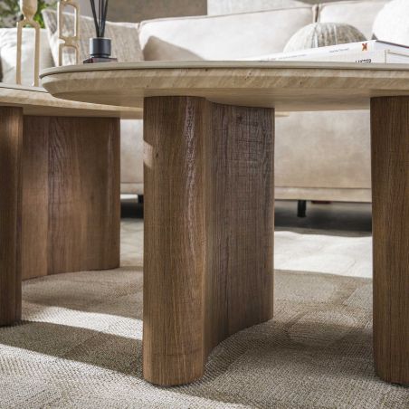 Set de 2 tables basses ARMAND en céramique finition travertin 1